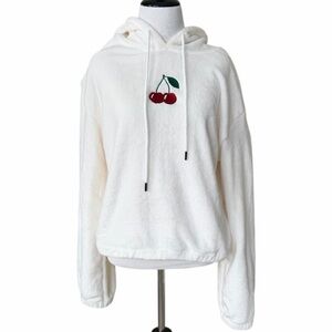 ANGEL CULT Cherries White Fuzzy Hoodie